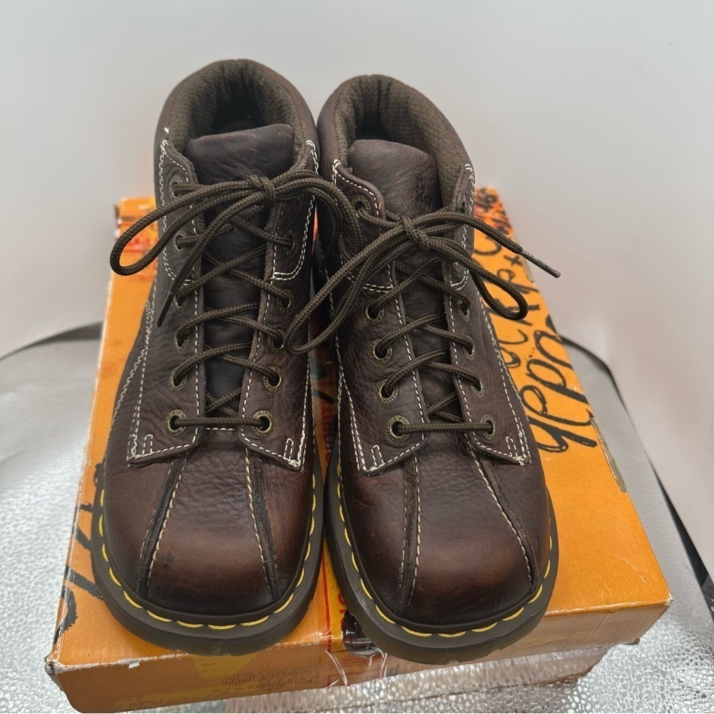 Dr. Martens Flower Vintage Platform Brown Boots W10 - Picture 3 of 8
